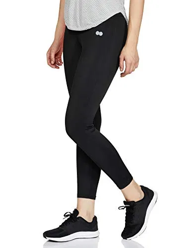 Clovia Women's Slim Fit Nylon Gym/Sports Activewear Tights (AB0043P13_Black_S)