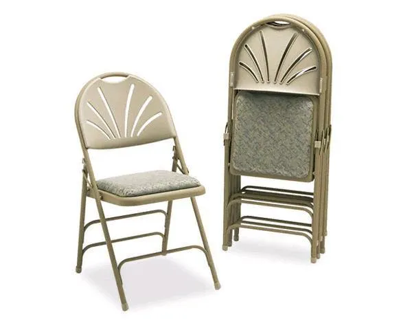 Comfort Series Folding Chair, Neutral/Beige Maze