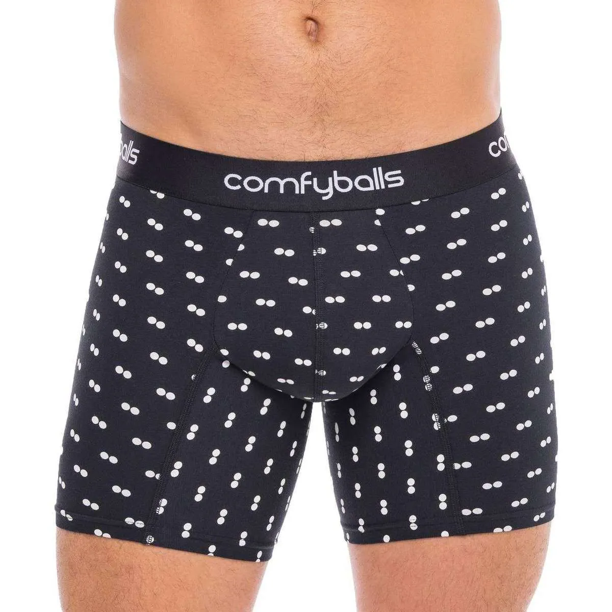 Comfyballs Cotton Long Boxer - Black/White