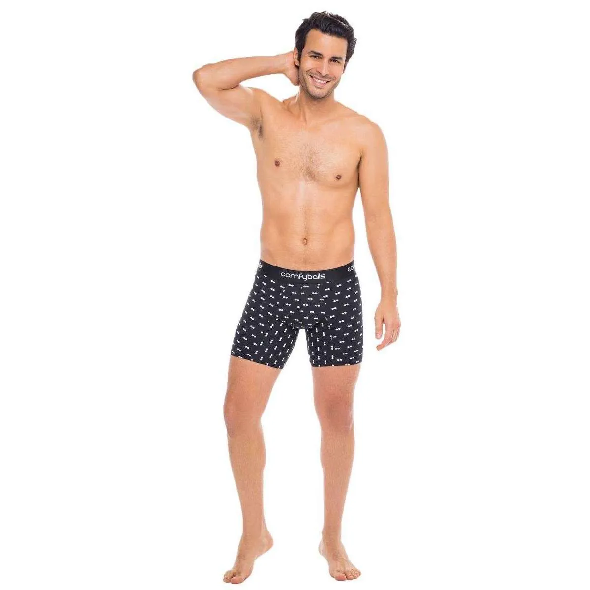 Comfyballs Cotton Long Boxer - Black/White