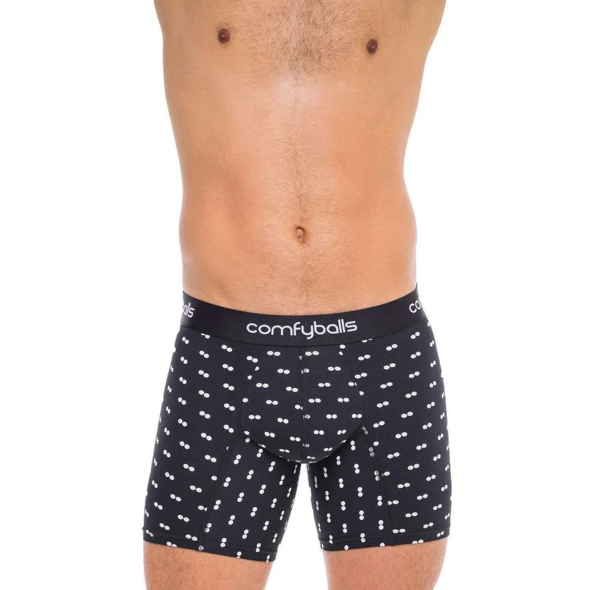 Comfyballs Cotton Long Boxer - Black/White