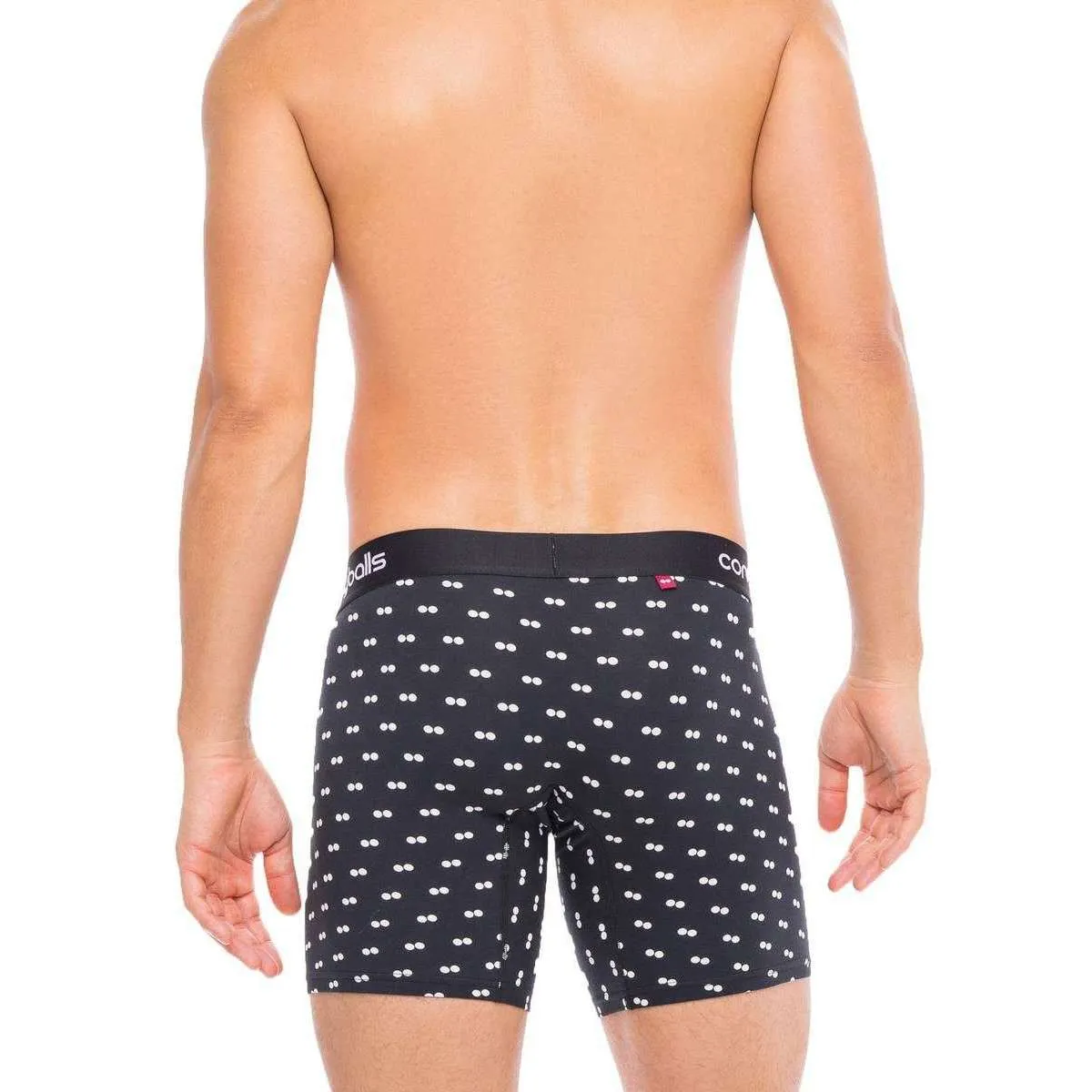 Comfyballs Cotton Long Boxer - Black/White