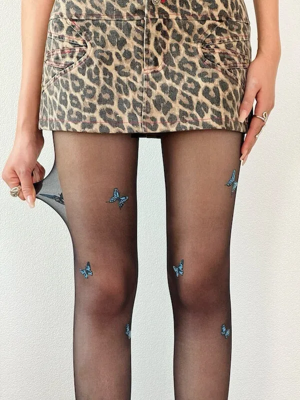 Coquette blue butterfly tights