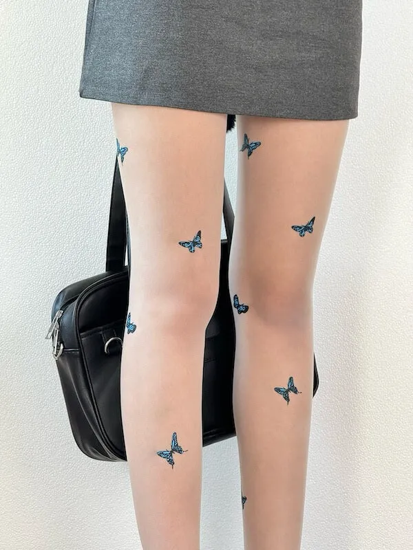 Coquette blue butterfly tights