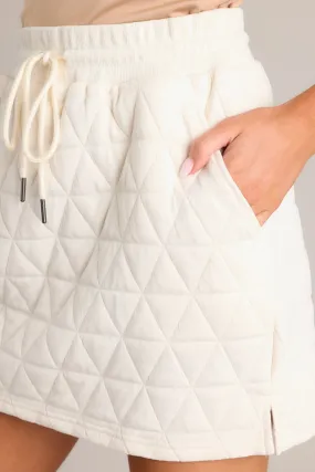 Cozy Couture Ivory Quilted Mini Skirt