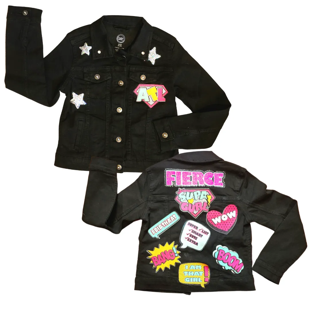 Custom Girls Comic Black Jean Jacket