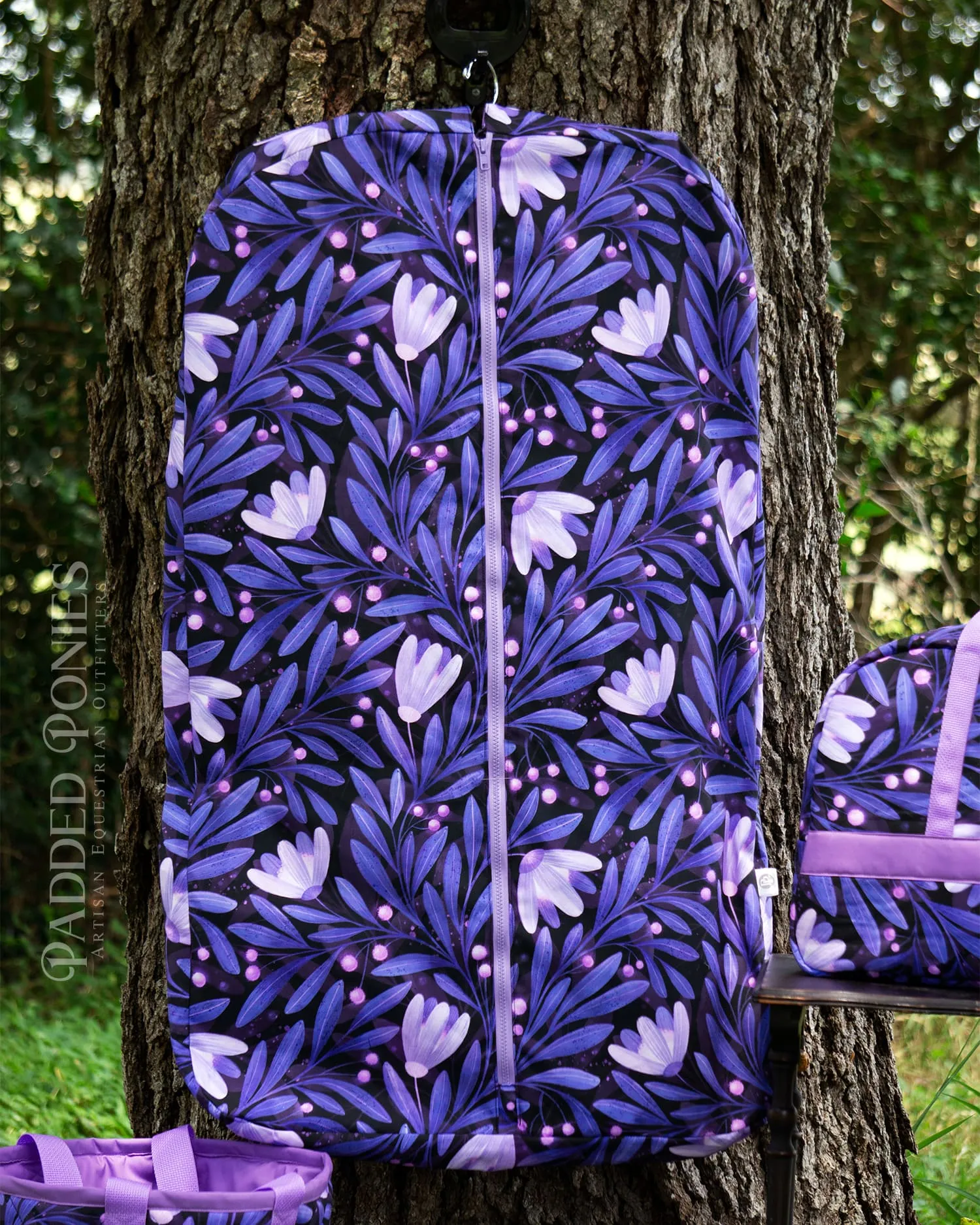 Custom Purple Moonflowers Garment Bag