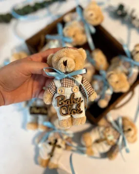 Custom Teddy Bear Baby Shower Favors, Baptism Favors for Boy, Teddy Bear Keychain, Baby Shower Decor, First Birthday Party, Baptism Party