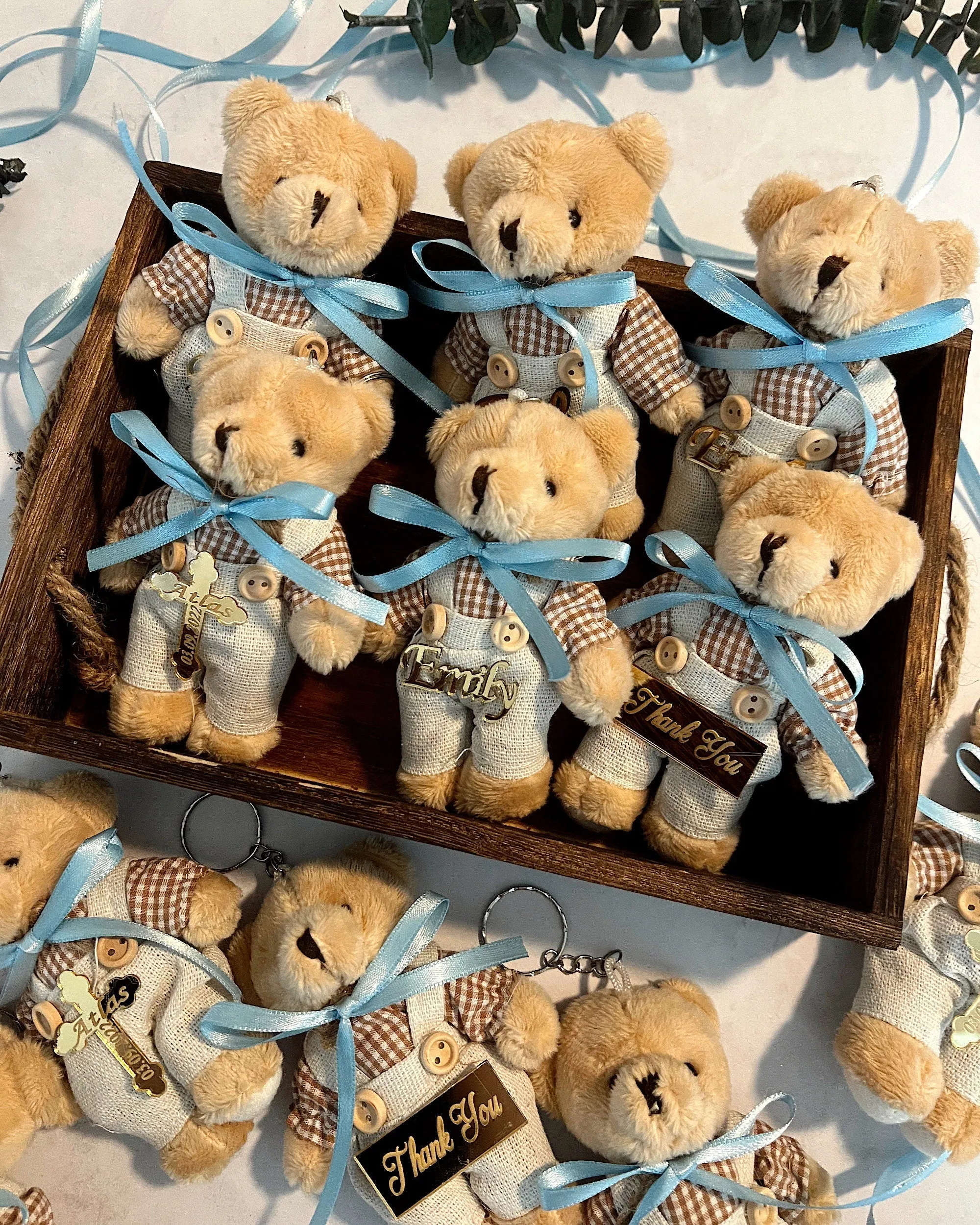 Custom Teddy Bear Baby Shower Favors, Baptism Favors for Boy, Teddy Bear Keychain, Baby Shower Decor, First Birthday Party, Baptism Party