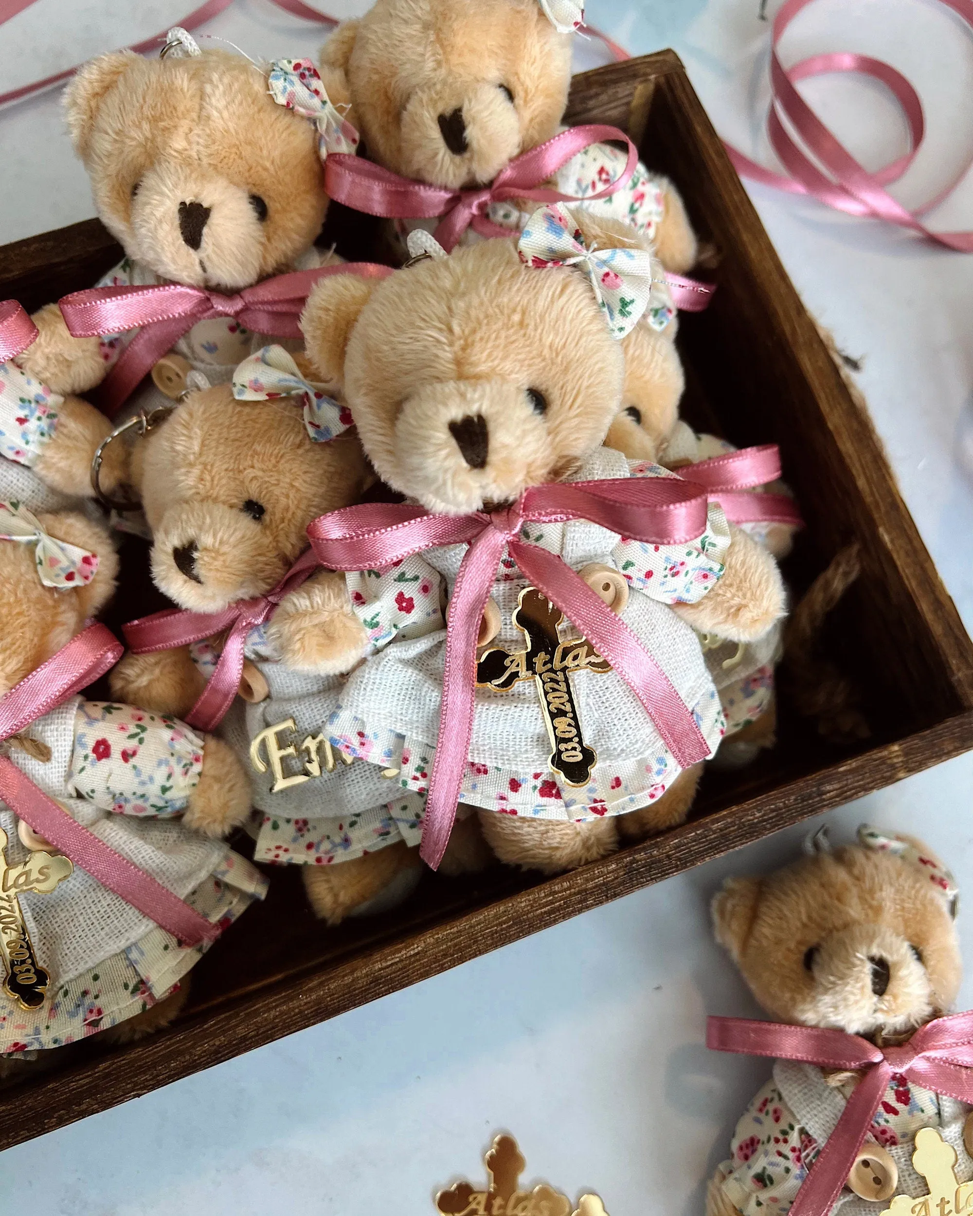 Custom Teddy Bear Baby Shower Favors, Baptism Favors for Boy, Teddy Bear Keychain, Baby Shower Decor, First Birthday Party, Baptism Party