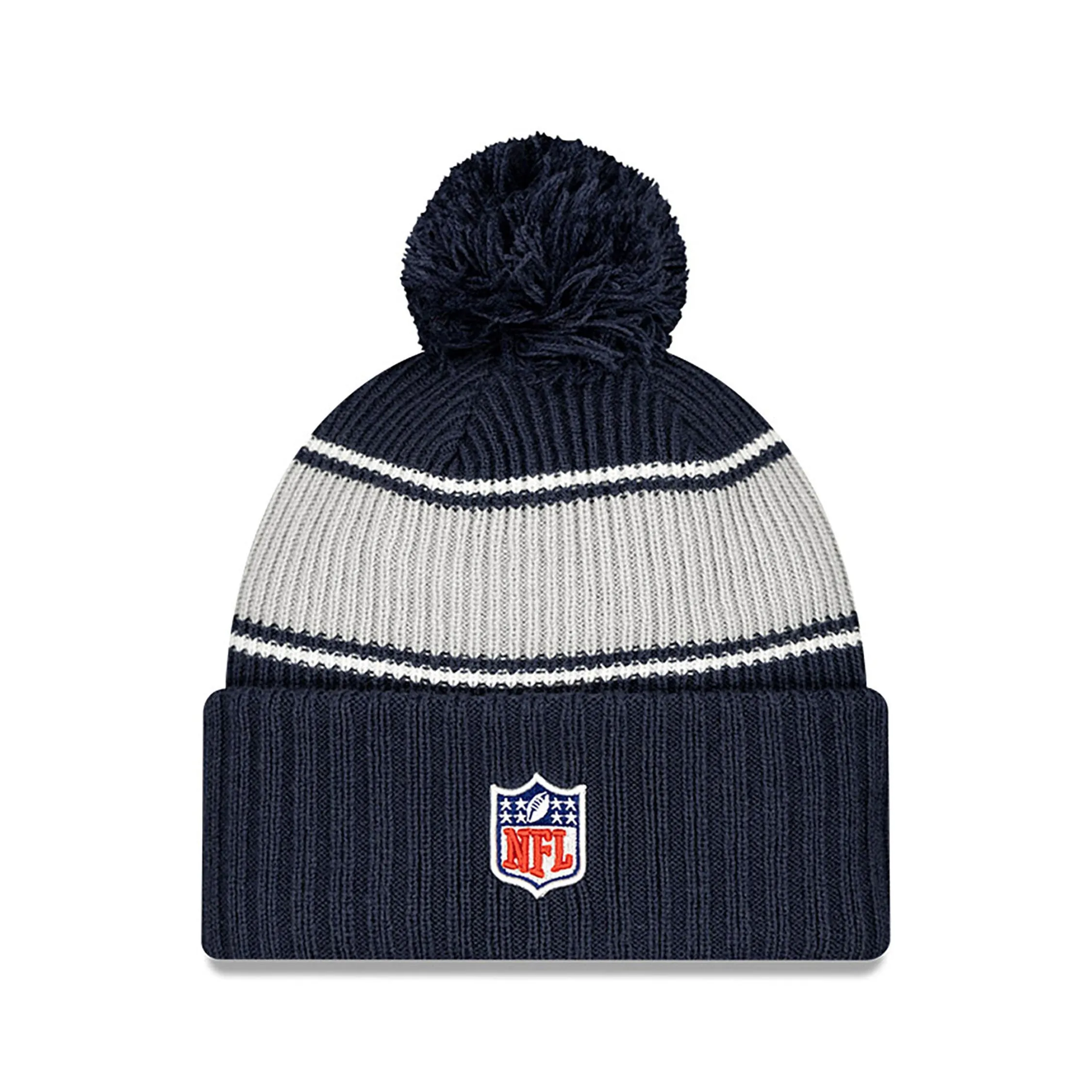 Dallas Cowboys NFL New Era Men's Navy 2024 Sideline Sport Knit Pom Hat