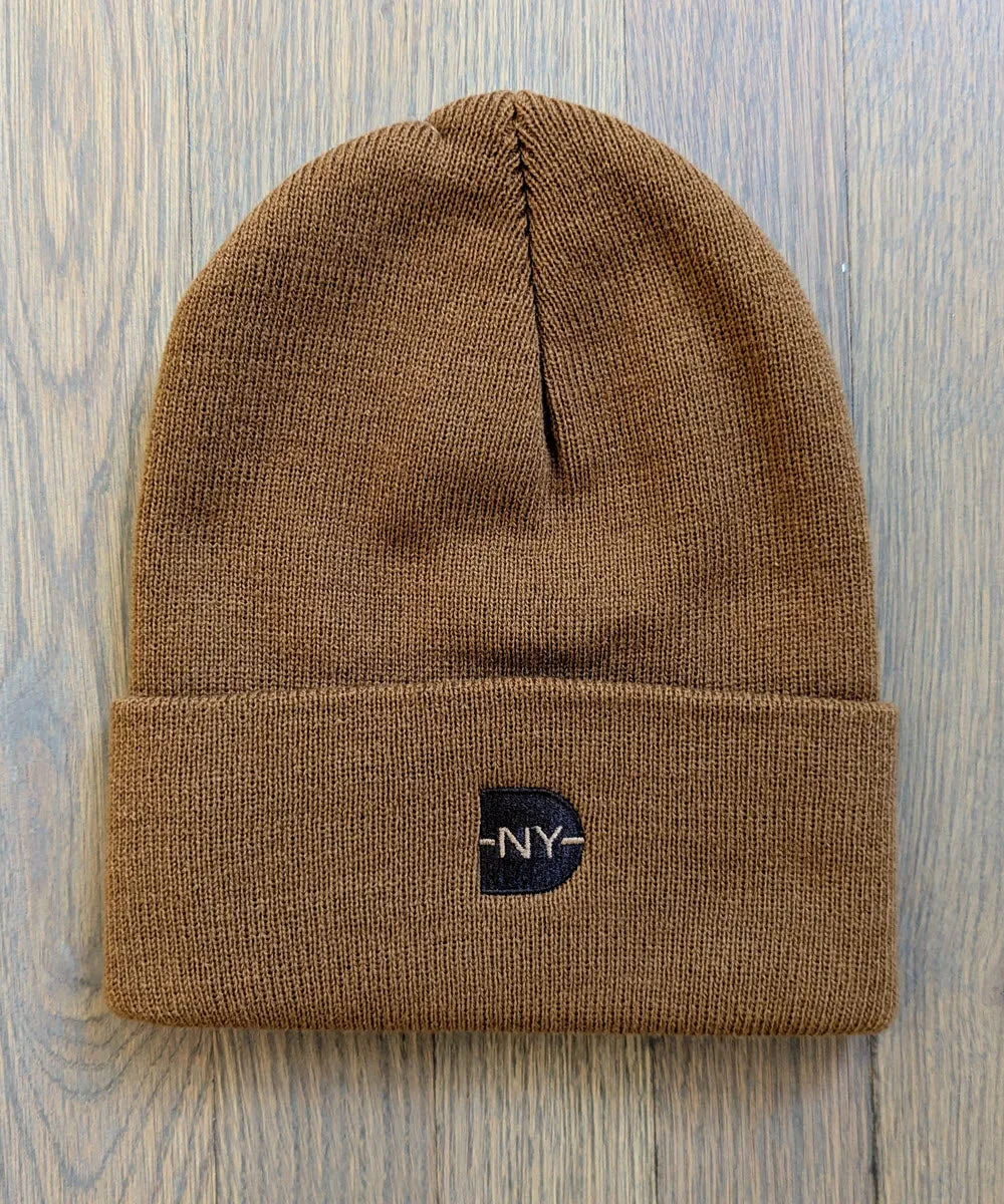 Dave's New York Embroidered Iconic Logo Beanie - Brown