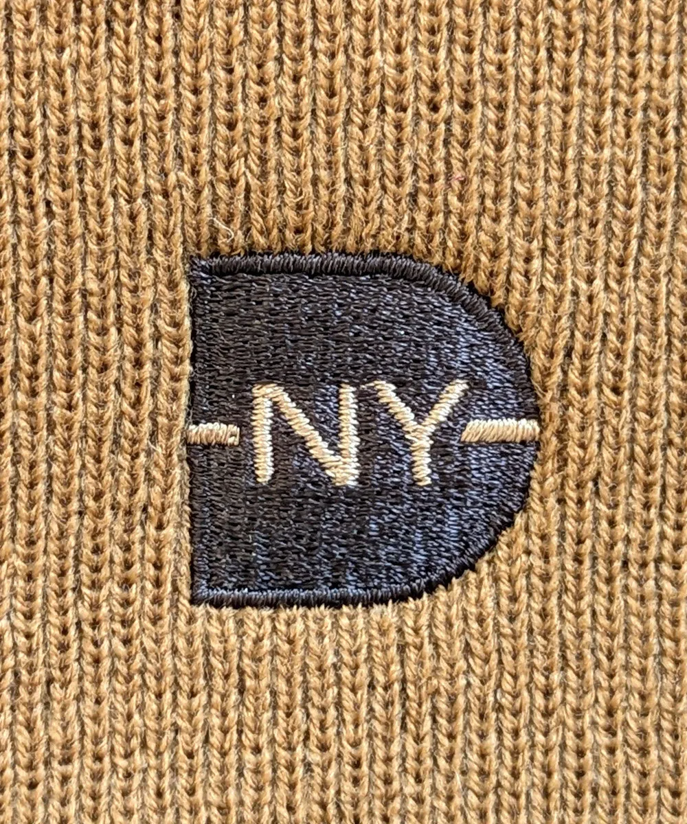 Dave's New York Embroidered Iconic Logo Beanie - Brown