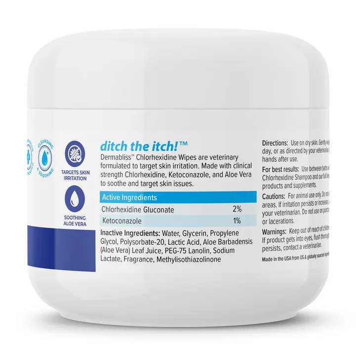 Dermabliss™ Anti-Bacterial & Anti-Fungal Chlorhexidine Wipes - 50 ct