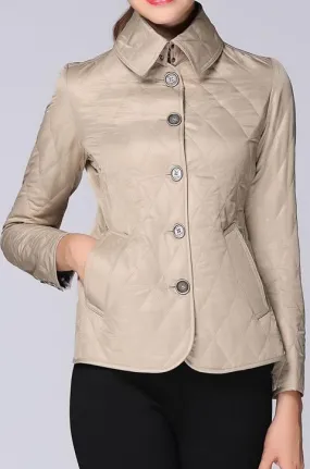 Diamond Quilted Jacket in Beige