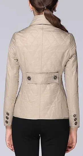 Diamond Quilted Jacket in Beige