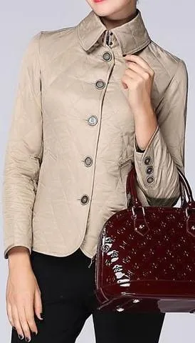 Diamond Quilted Jacket in Beige