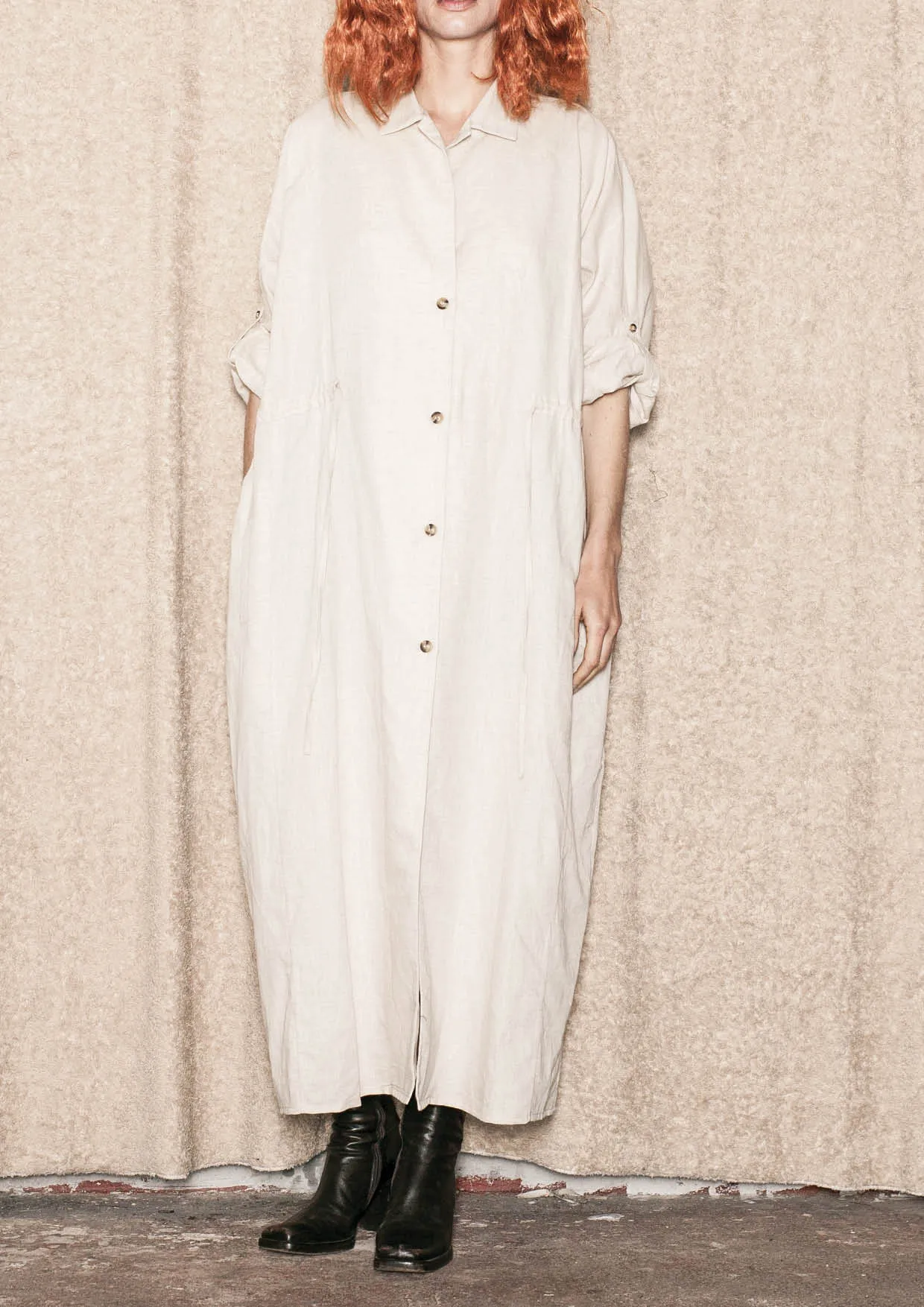 DRESS LONG SUMMER - LINEN natural white