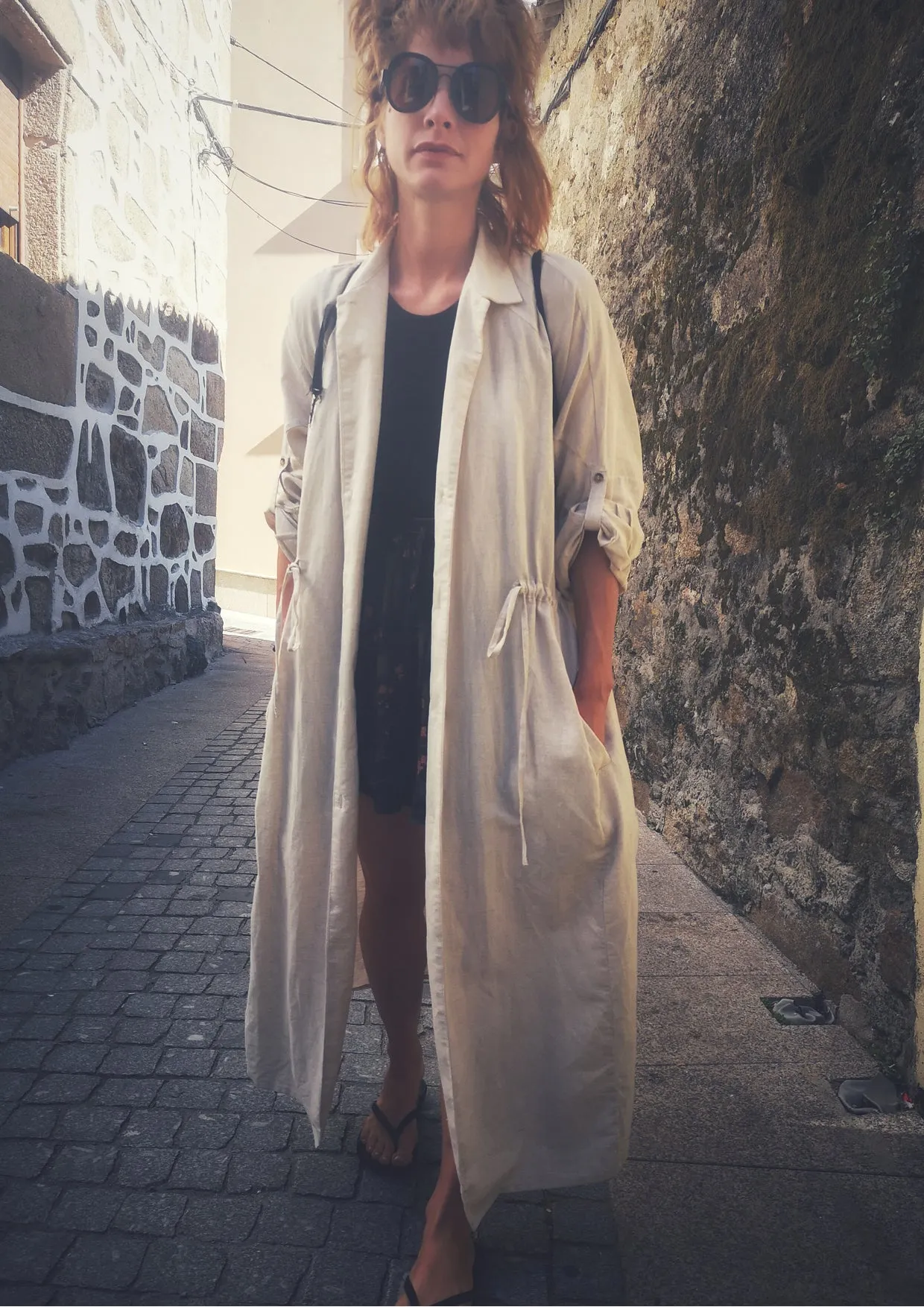 DRESS LONG SUMMER - LINEN natural white