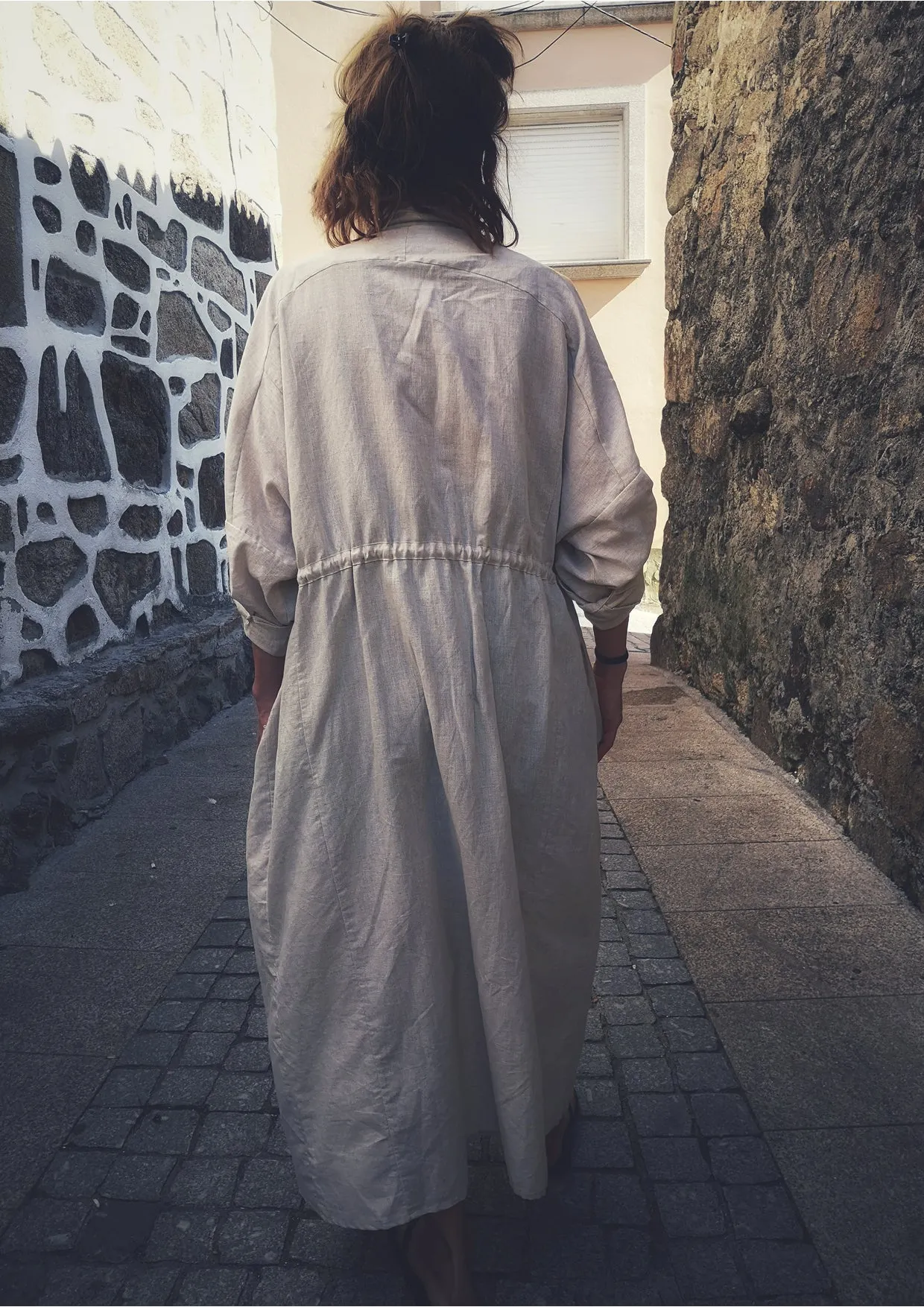 DRESS LONG SUMMER - LINEN natural white