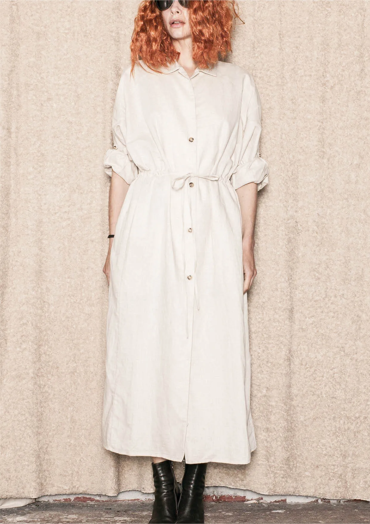 DRESS LONG SUMMER - LINEN natural white