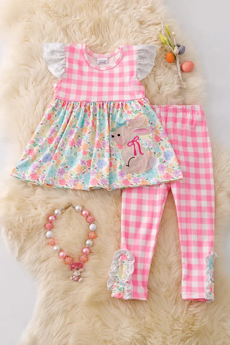 EASTER BUNNY APPLIQUE TUNIC & GINGHAM LEGGINGS