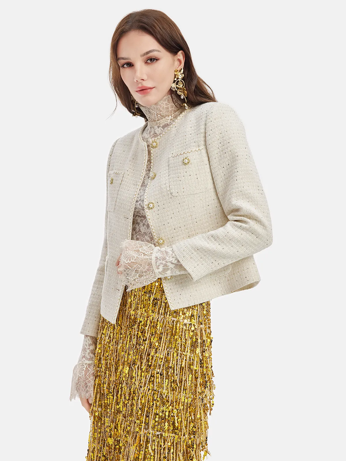 Elegant Woven Beaded Coat