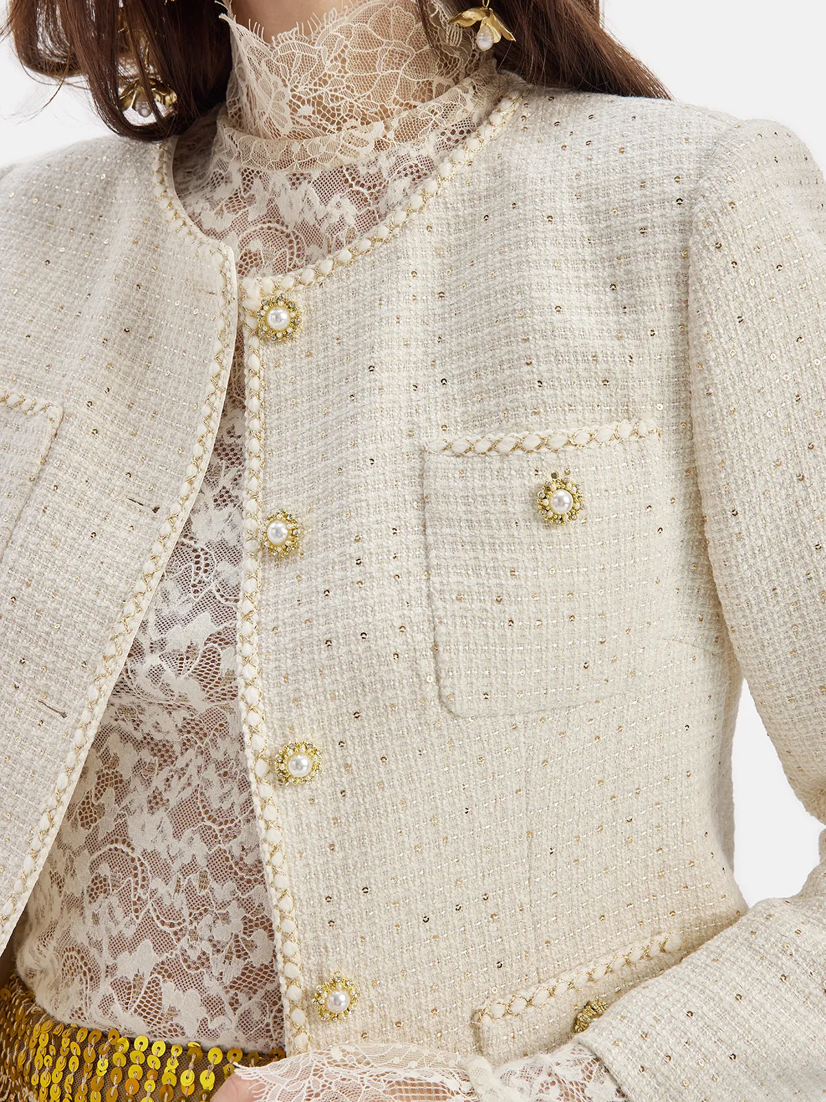 Elegant Woven Beaded Coat