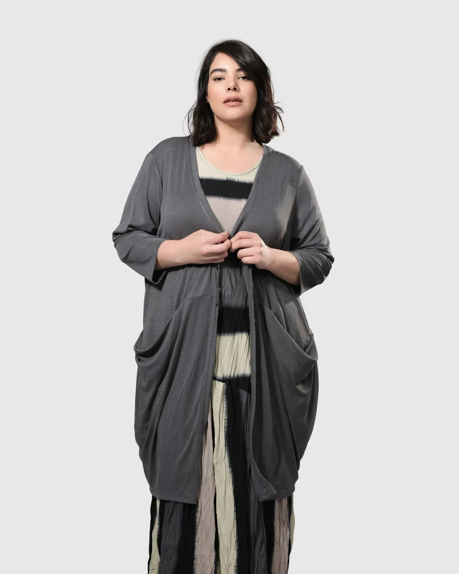 Essential Draped Cocoon Jacket, Grey