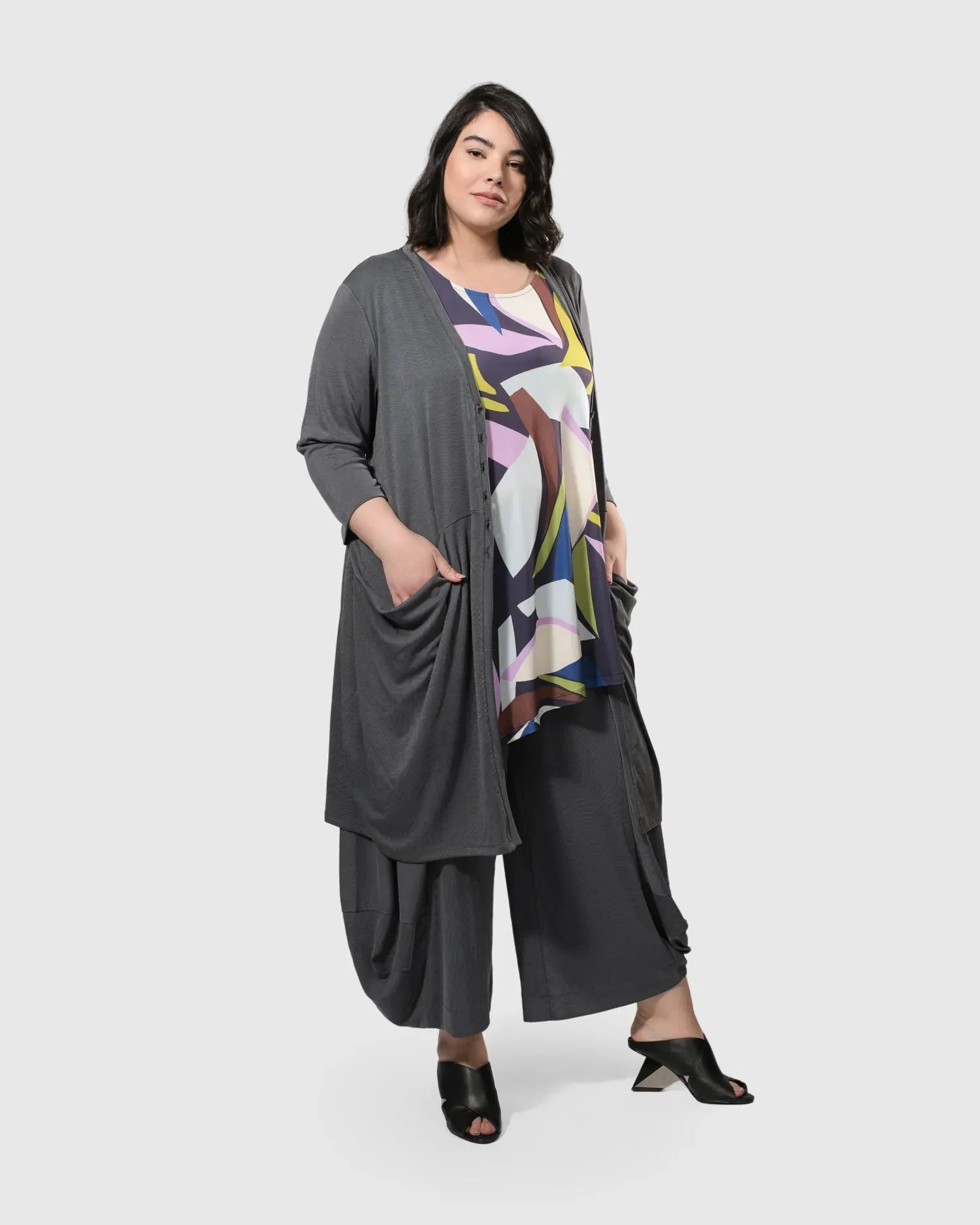 Essential Draped Cocoon Jacket, Grey