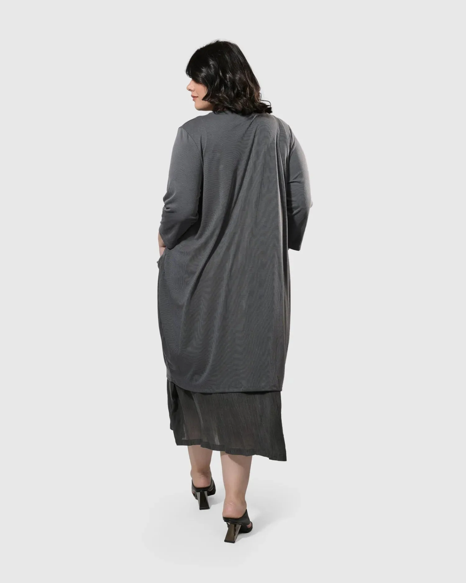 Essential Draped Cocoon Jacket, Grey