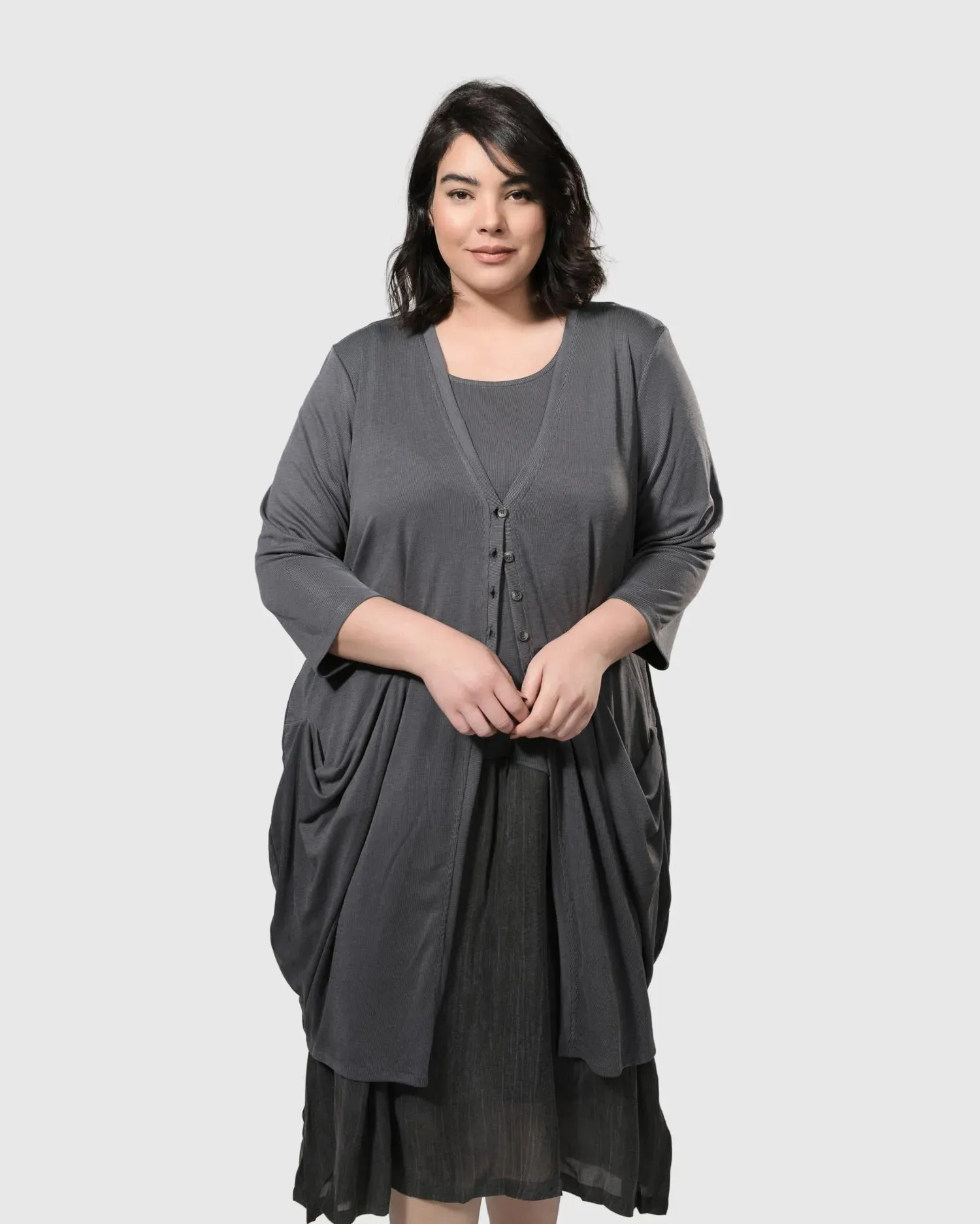 Essential Draped Cocoon Jacket, Grey