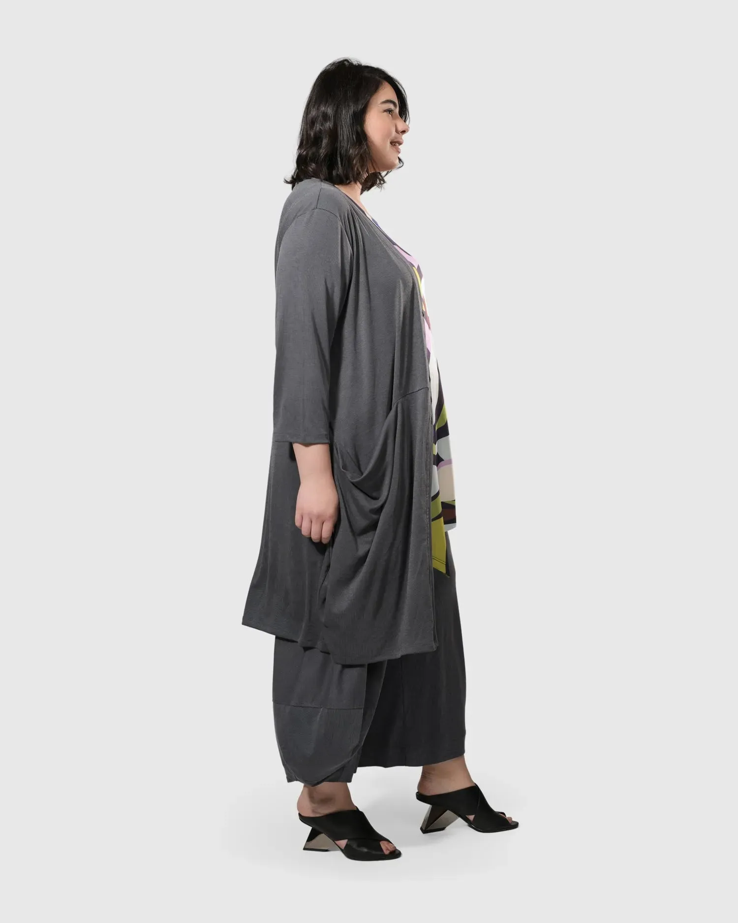 Essential Draped Cocoon Jacket, Grey