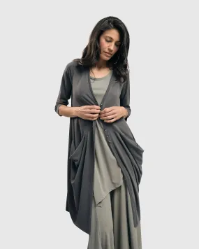 Essential Draped Cocoon Jacket, Grey