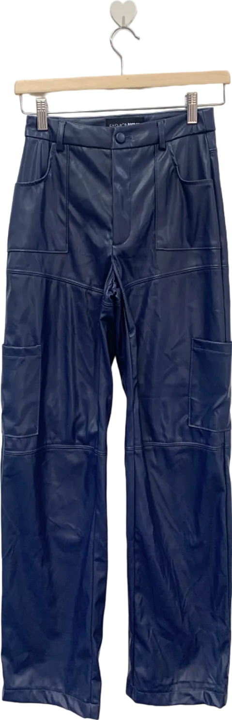 Fashion Nova Navy Faux Leather Cargo Pants XS