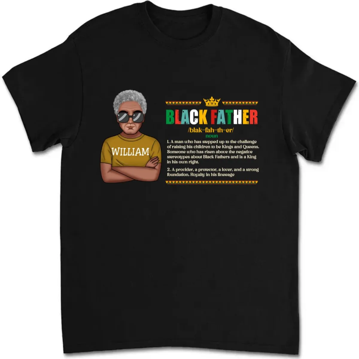 Father's Day - Black Father Definition - Personalized T-shirt