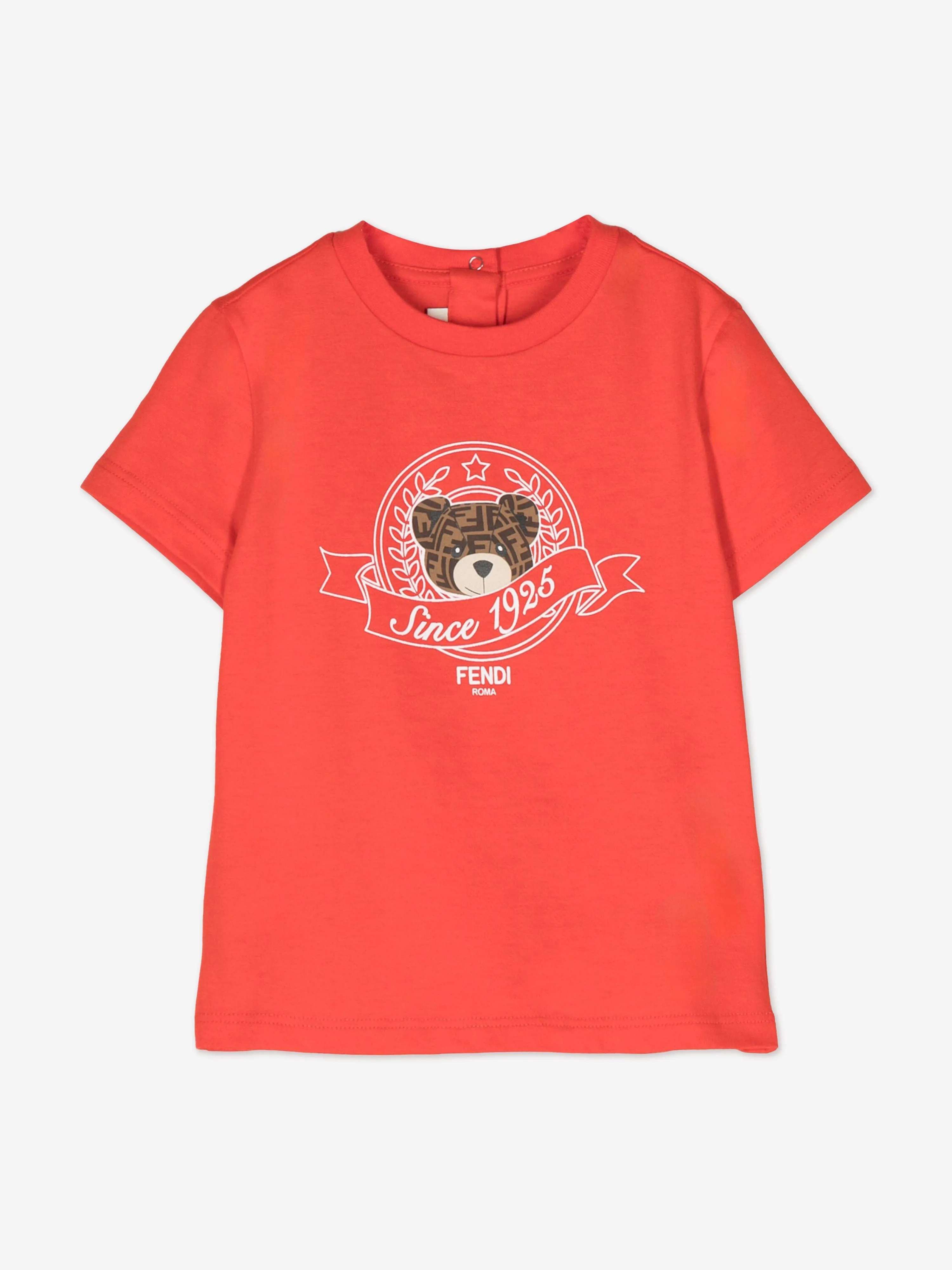 Fendi Baby Boys Bear Logo T-Shirt in Red