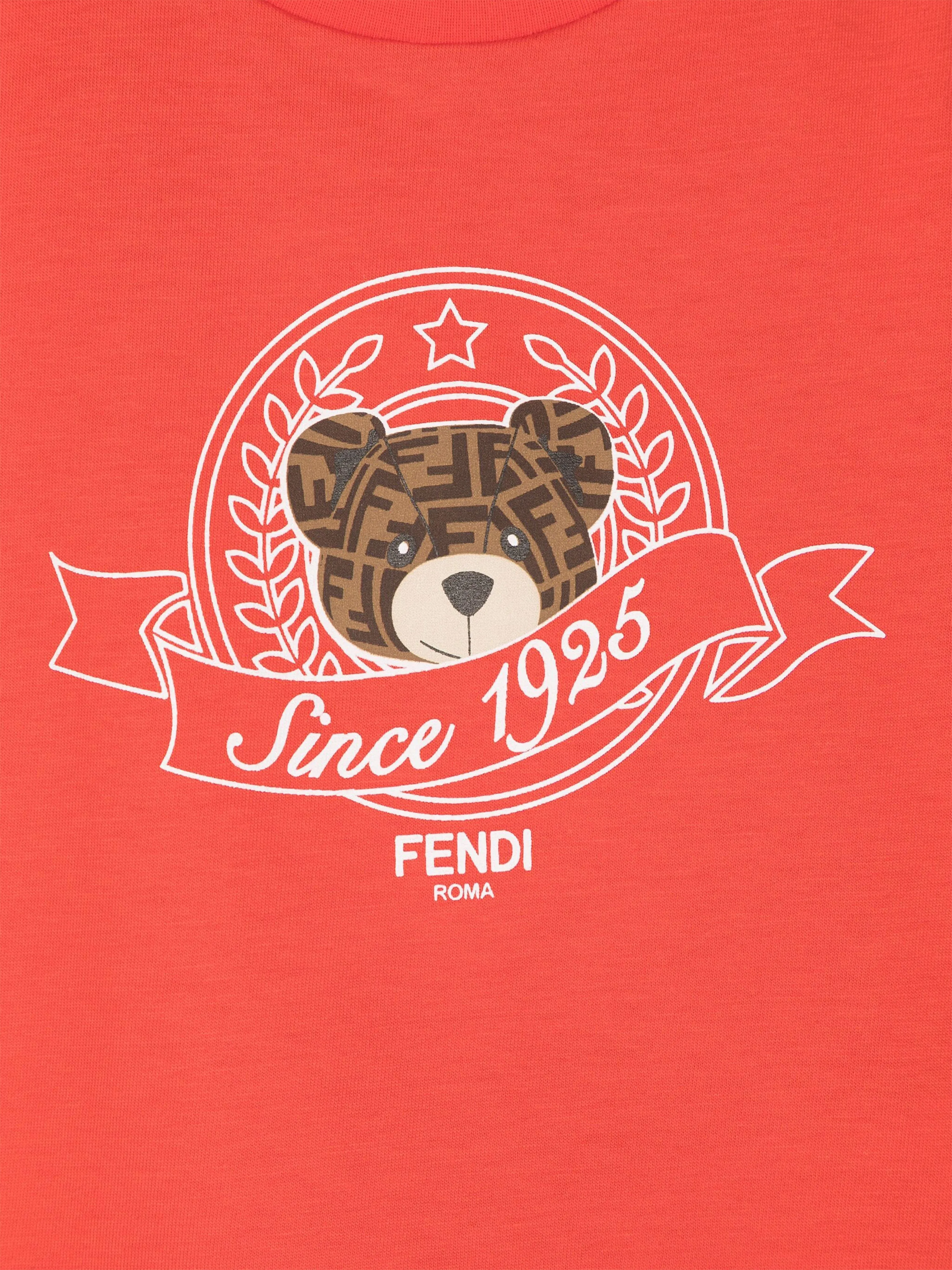 Fendi Baby Boys Bear Logo T-Shirt in Red