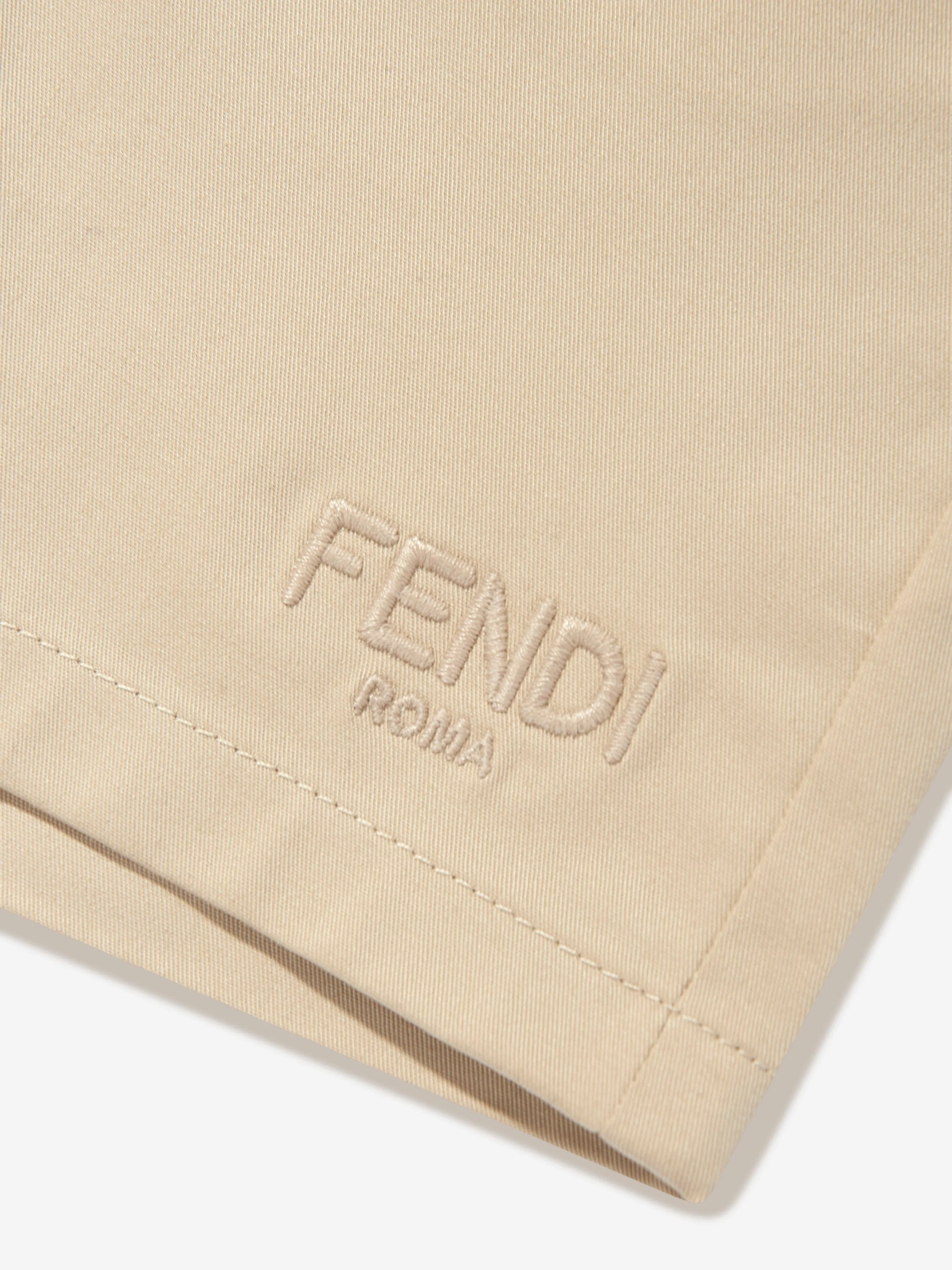 Fendi Baby Boys Gabardine Shorts in Beige