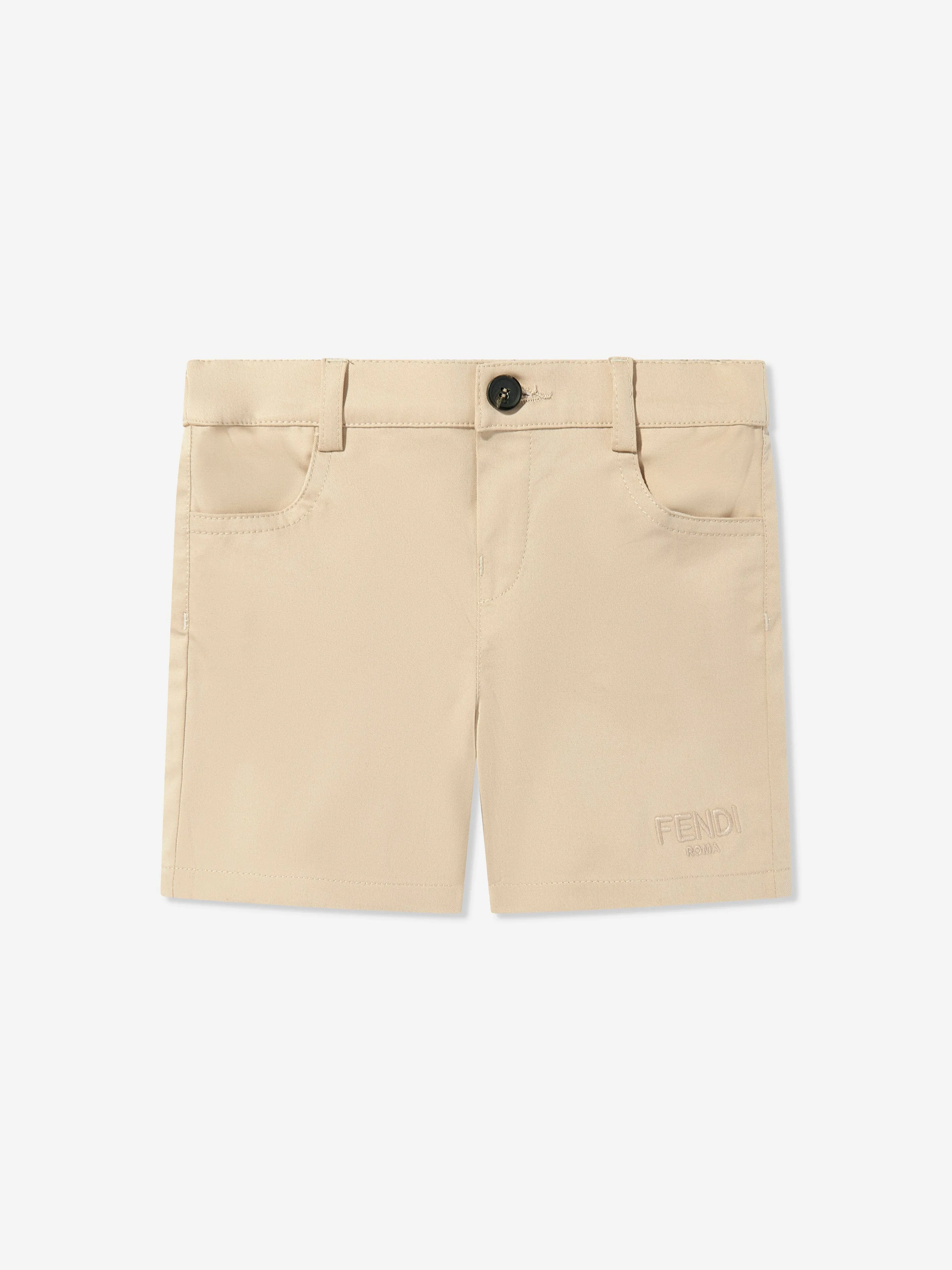 Fendi Baby Boys Gabardine Shorts in Beige