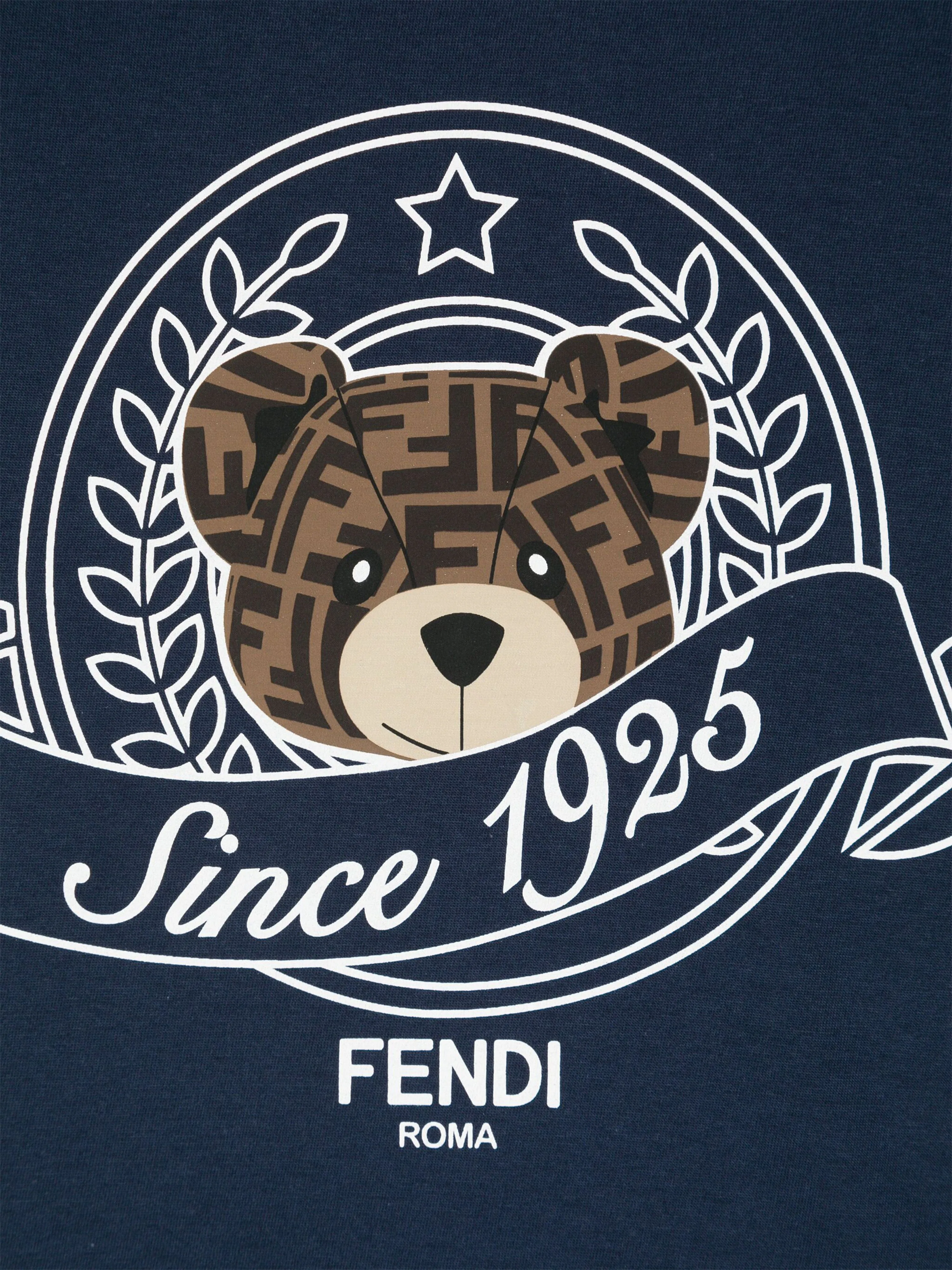 Fendi Kids Bear Logo T-Shirt in Navy