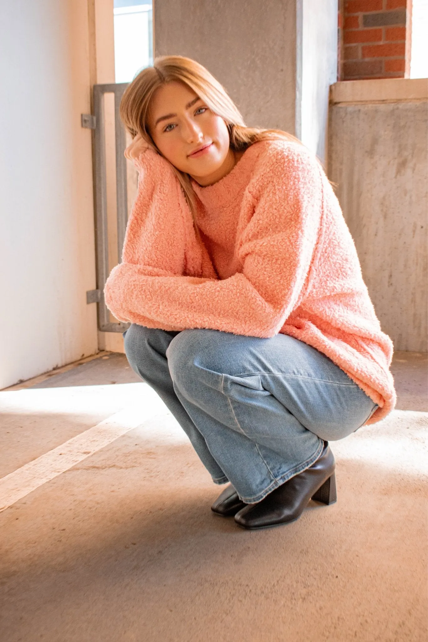 Free People: Teddy Sweater Tunic in Pale Rosette