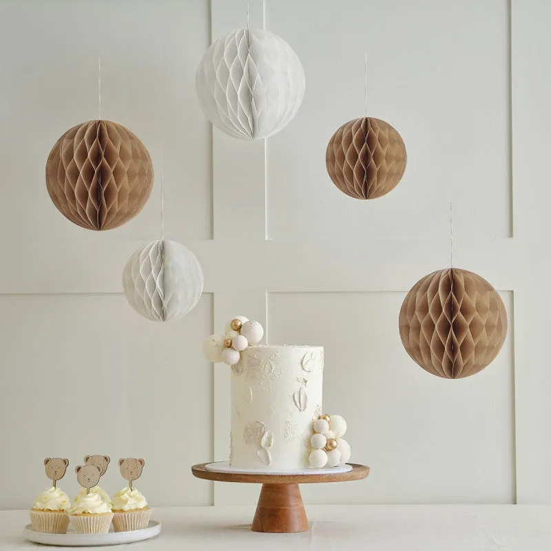 Ginger Ray Neutral Paper Honeycomb Decorations