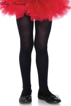 Girls Opaque Black Tights - 11 - 13