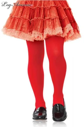 Girls Opaque Red Tights - 7 - 10