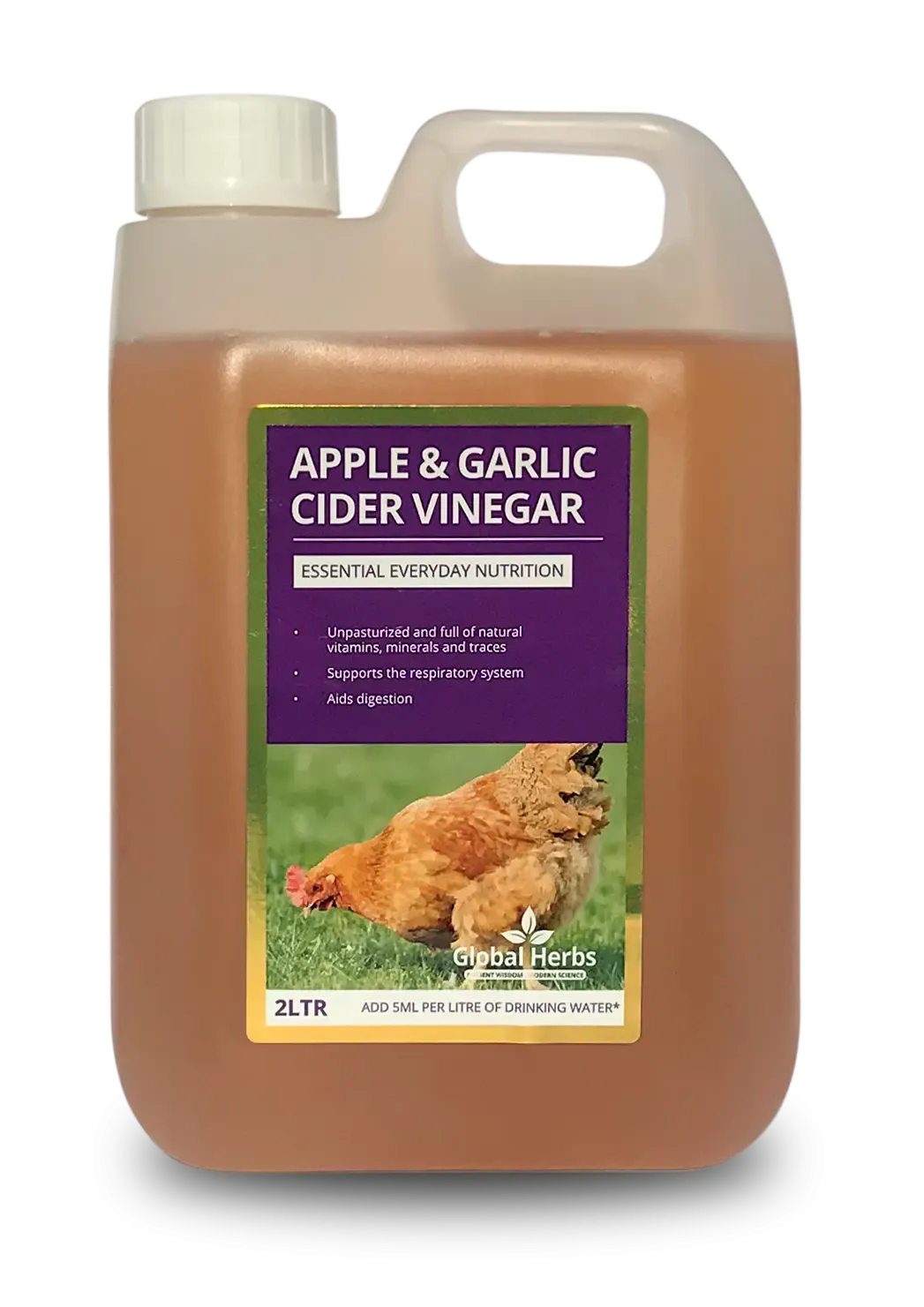 Global Herbs Apple & Garlic Cider Vinegar (Chicken Supplement) - 2 L