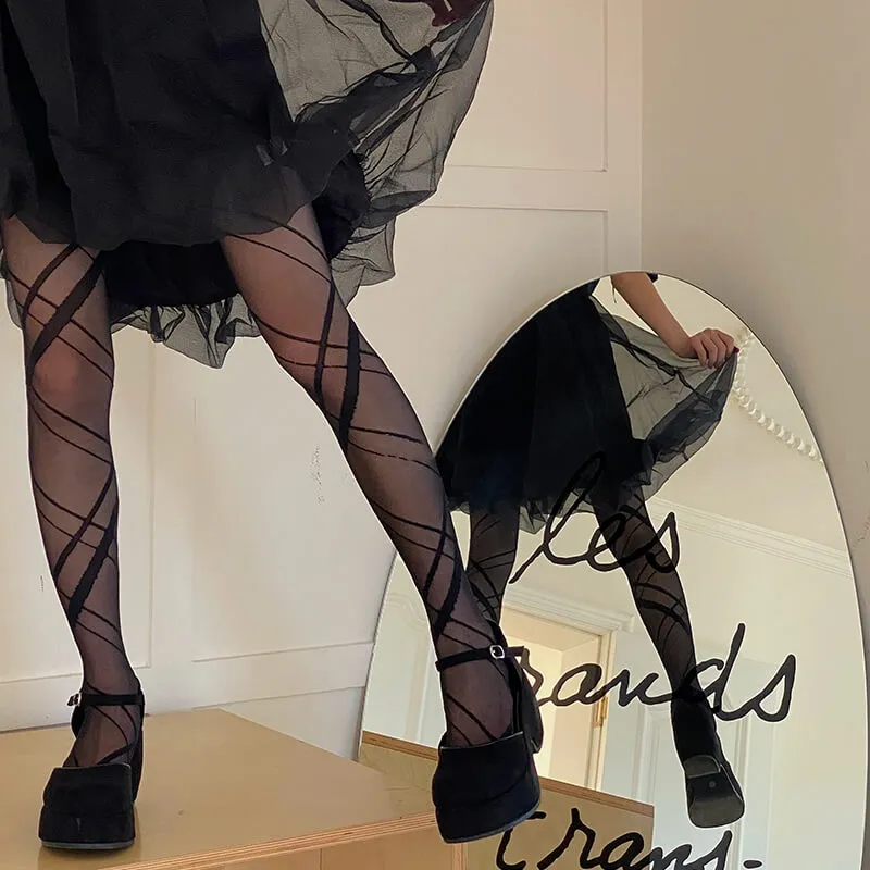 Gothic irregular lines tights