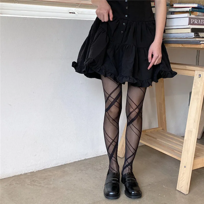 Gothic irregular lines tights