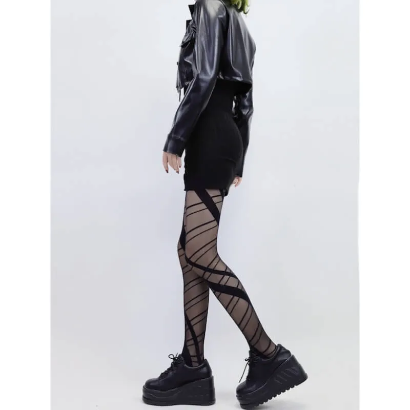 Gothic irregular lines tights