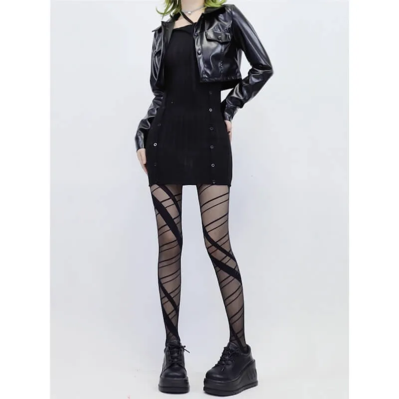 Gothic irregular lines tights